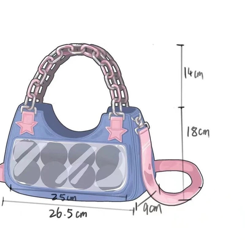 Denim Y2K Pink Star Bag