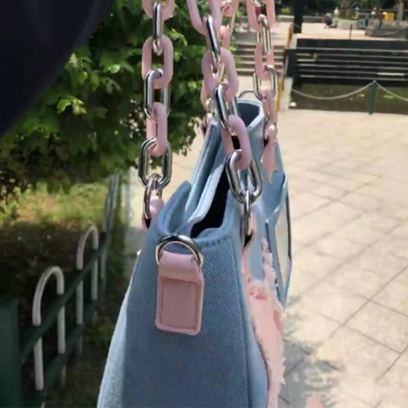 Denim Y2K Pink Star Bag