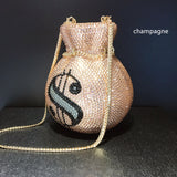 Crystal Money Diamond Clutch Bag