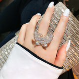 Rhinestone Butterfly Zircon Ring