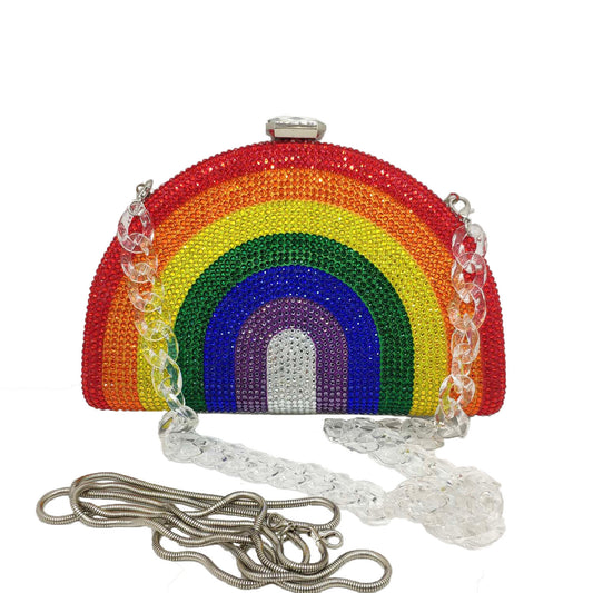 Rainbow Crystal Clutch Bag