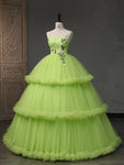 New Style Green Forest Series Fluffy Evening Dress