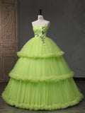 New Style Green Forest Series Fluffy Evening Dress