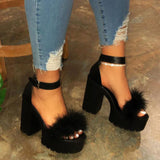 Fluffy Platform Heels