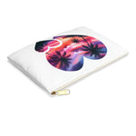 Sunset Serenity: Watercolor Palm Trees with Hearts Accessory Pouch Makeup Bag