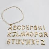 Gold English Alphabet Necklace Beaded Pearls