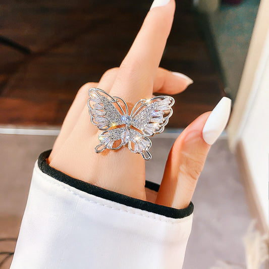 Rhinestone Butterfly Zircon Ring