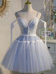 Fantasy Blue Short Dress Lace Fluffy Yarn Skirt