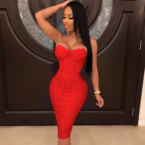 Ladies Sexy Spaghetti Strap Bandage Dress Dress