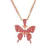 Rhinestone butterfly pendant necklace