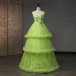 New Style Green Forest Series Fluffy Evening Dress