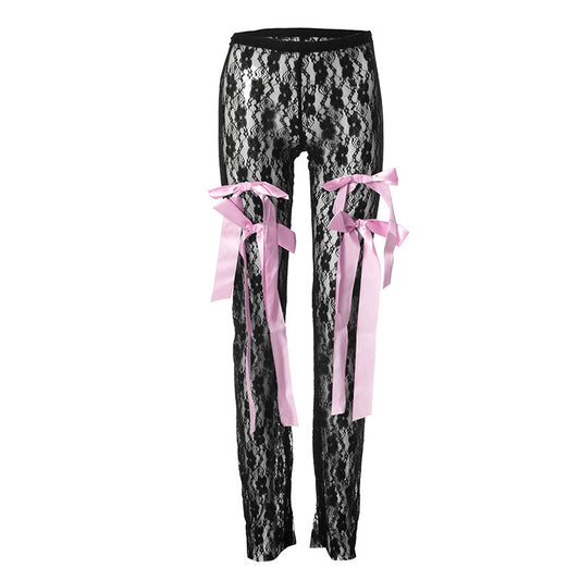 Women's Lace See-through Bow Trousers