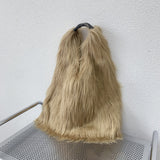 Water Wool One-shoulder Tote Plush Bag