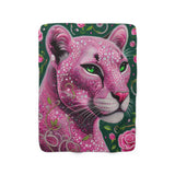 Pink Crystal Jaguar Fleece Blanket