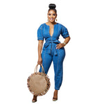 Women's Fashion Blue Washed Jumpsuit