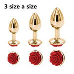 Men's And Women's Rosette Gold Round Butt Plug