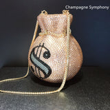 Crystal Money Diamond Clutch Bag