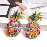 Fashion Pineapple Rhinestone Exaggerated Earrings