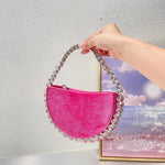 Vintage Banquet Rhinestone Semicircle Bag Diamond Velvet Clutch