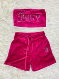 Rhinestone Chest-wrapped Shorts Suit