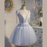 Fantasy Blue Short Dress Lace Fluffy Yarn Skirt