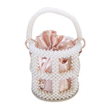 Beaded Hollow Round Women's Handbag Imitation Pearl Bucket Bag