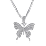 Rhinestone butterfly pendant necklace