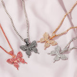 Rhinestone butterfly pendant necklace