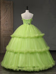 New Style Green Forest Series Fluffy Evening Dress