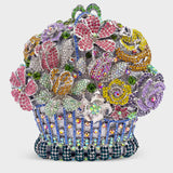 Enchanted Blossoms Flower Basket Rhinestone Clutch