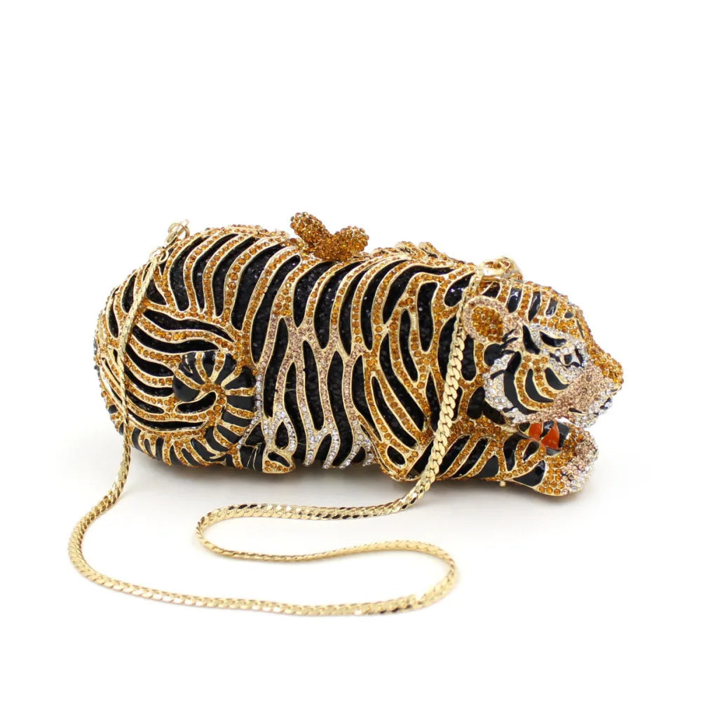Tiger Rhinestone Crystal Clutch
