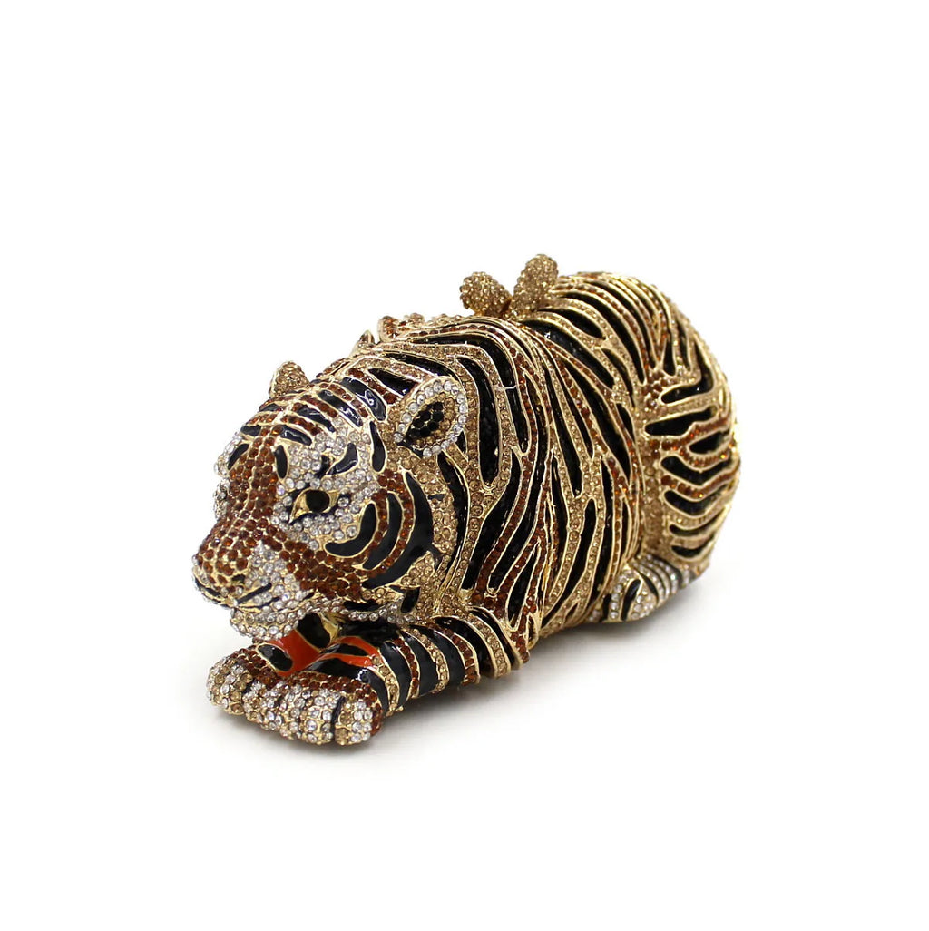 Tiger Rhinestone Crystal Clutch