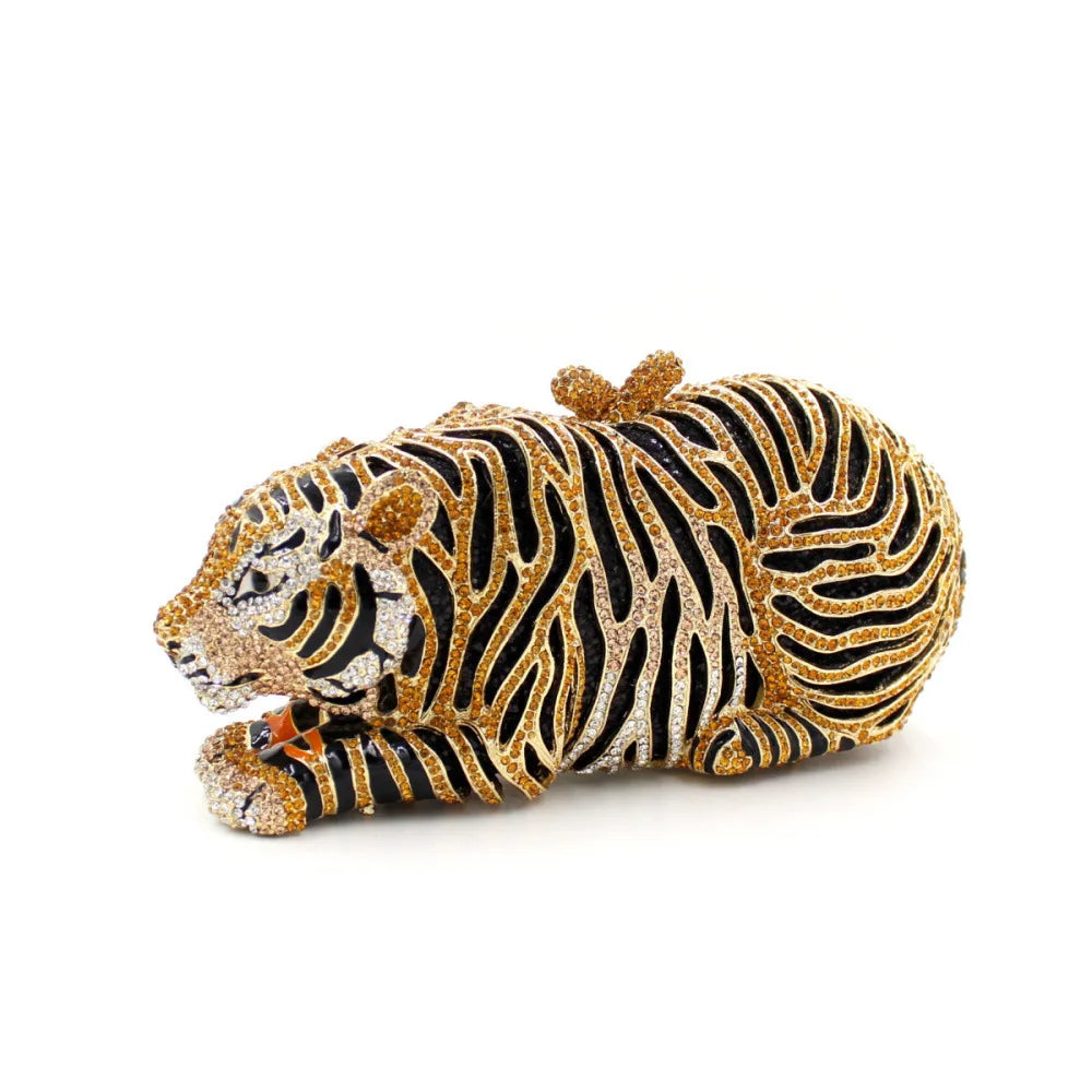 Tiger Rhinestone Crystal Clutch