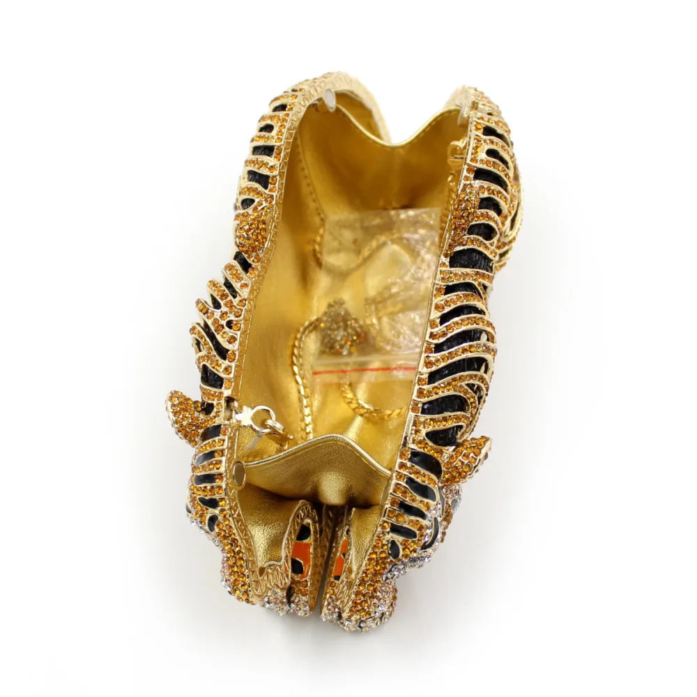 Tiger Rhinestone Crystal Clutch