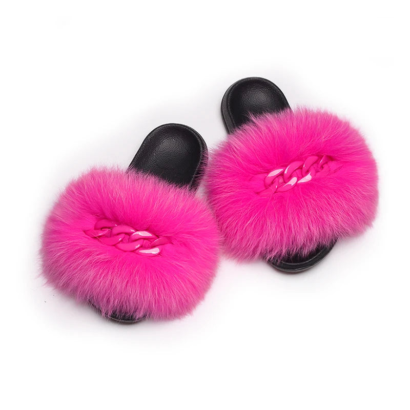 Fluffy Fur Chain Slippers