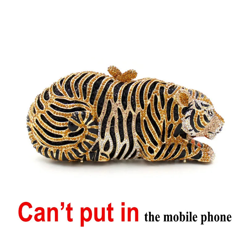Tiger Rhinestone Crystal Clutch