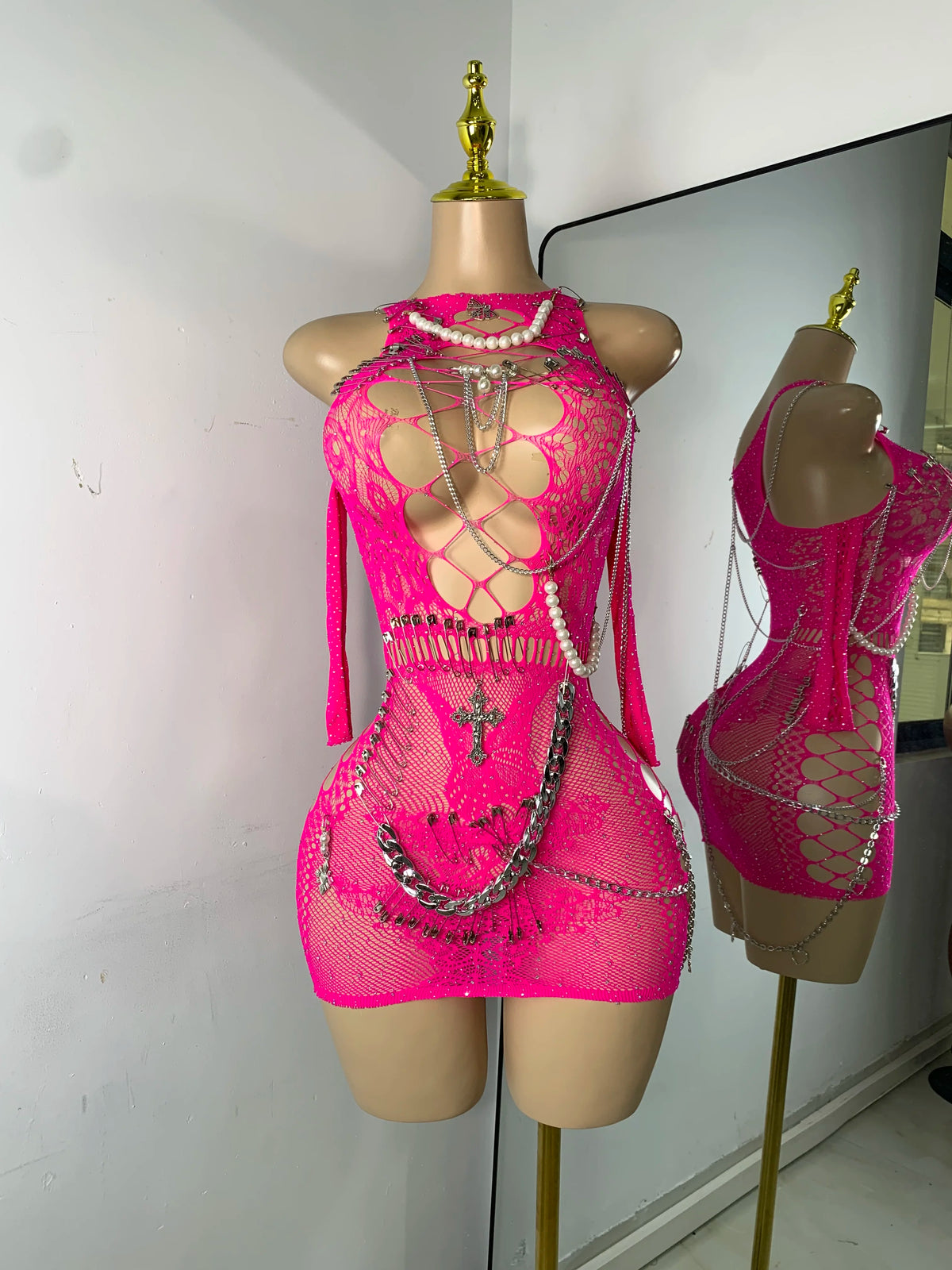 Mesh Chain Mini Dress