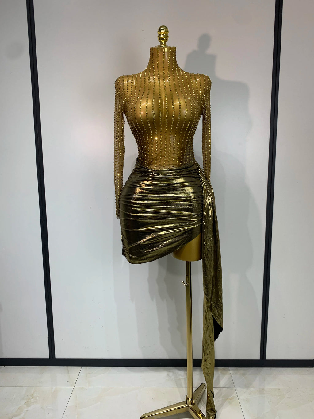 Moldavite Mesh Mini Dress