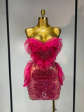 Heart Of Love Sparkly Rhinestone Mesh Mini Dress