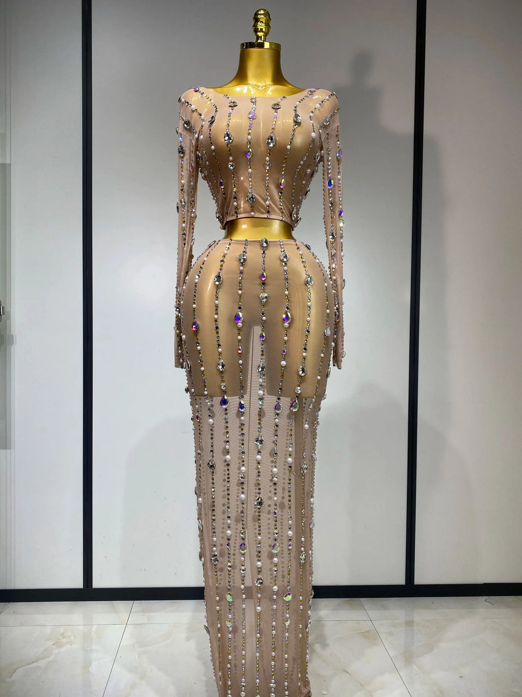 Sexy Tear Drops Two Piece Skirt Set