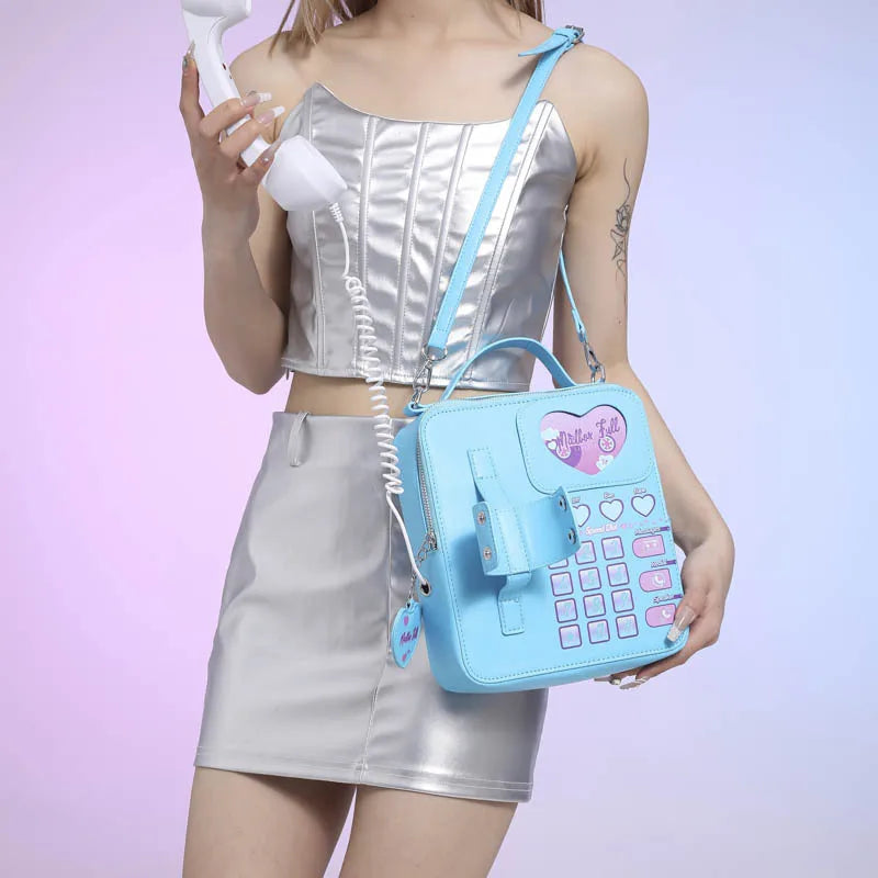 Telephone Shaped Crossbody PU Leather Bag