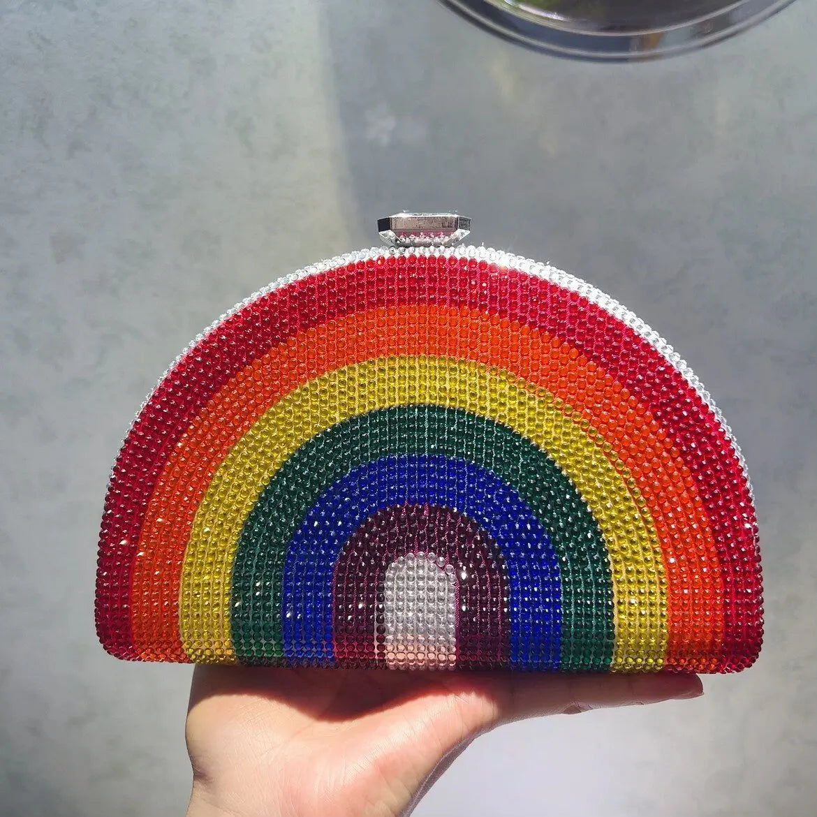 Rainbow Crystal Clutch Shoulder Bag