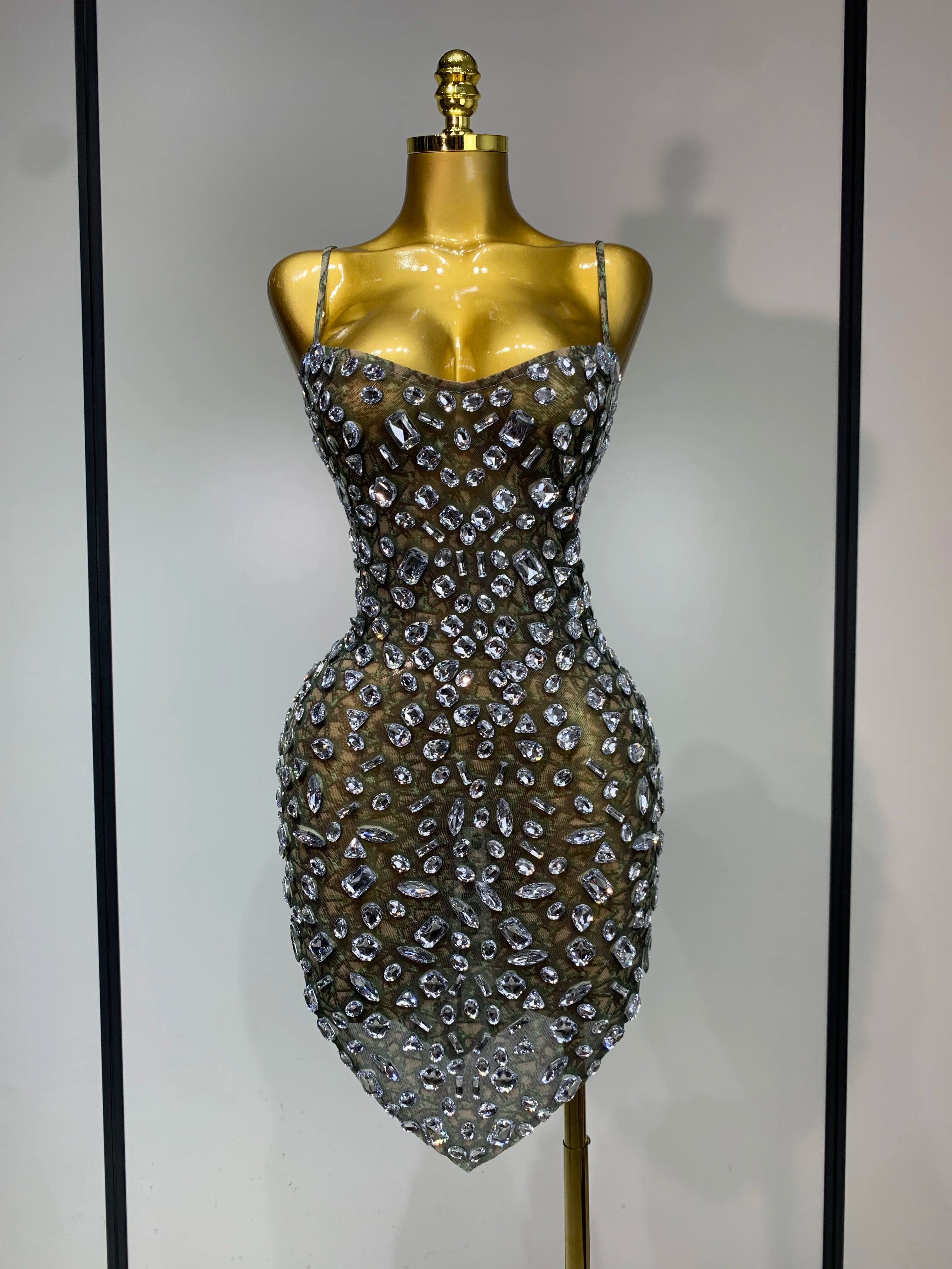 Crystal Diamond Mesh Dress