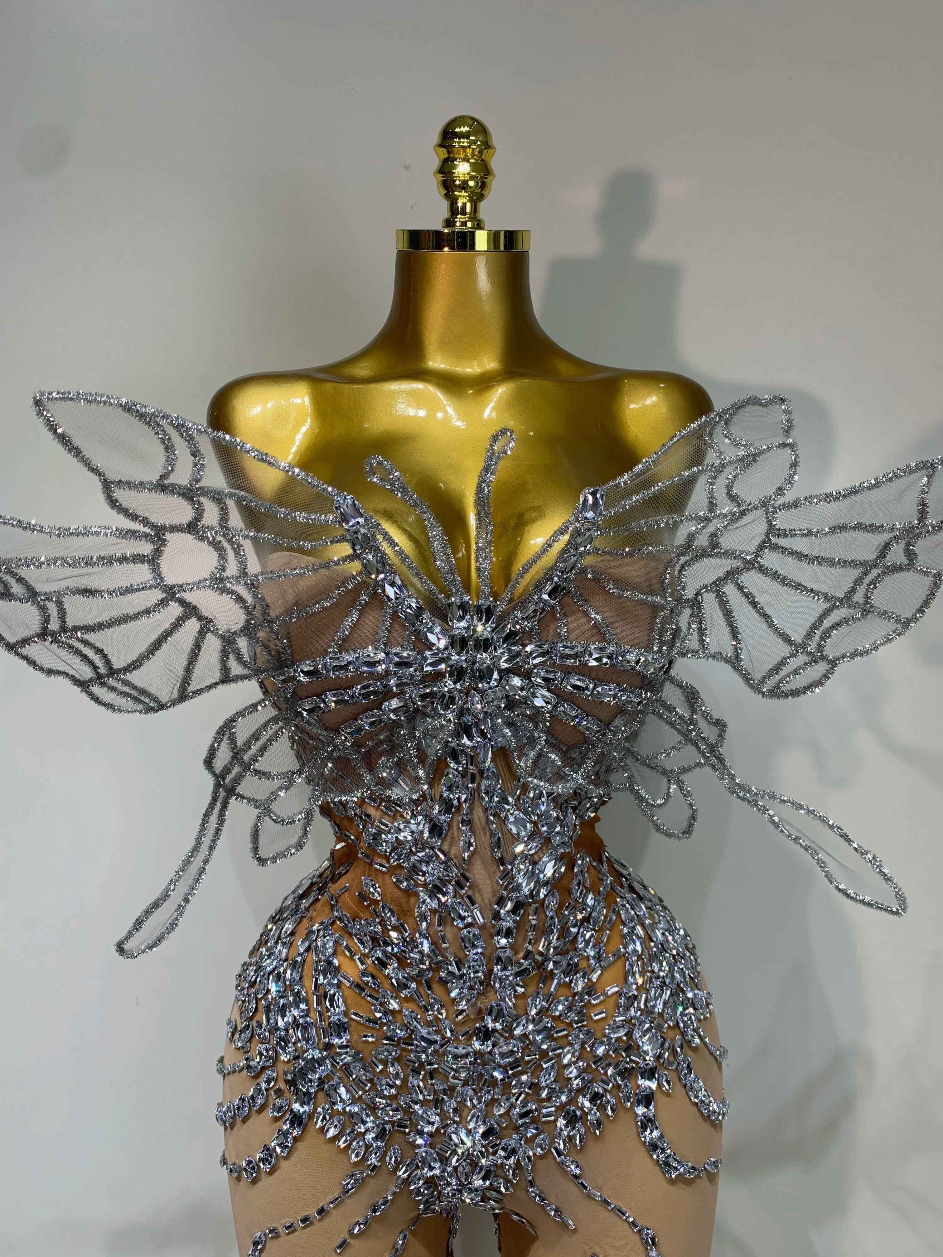 Sparkly Silver Diamond Butterfly Jumpsuit