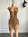 Luxury Gold Crystal Dress