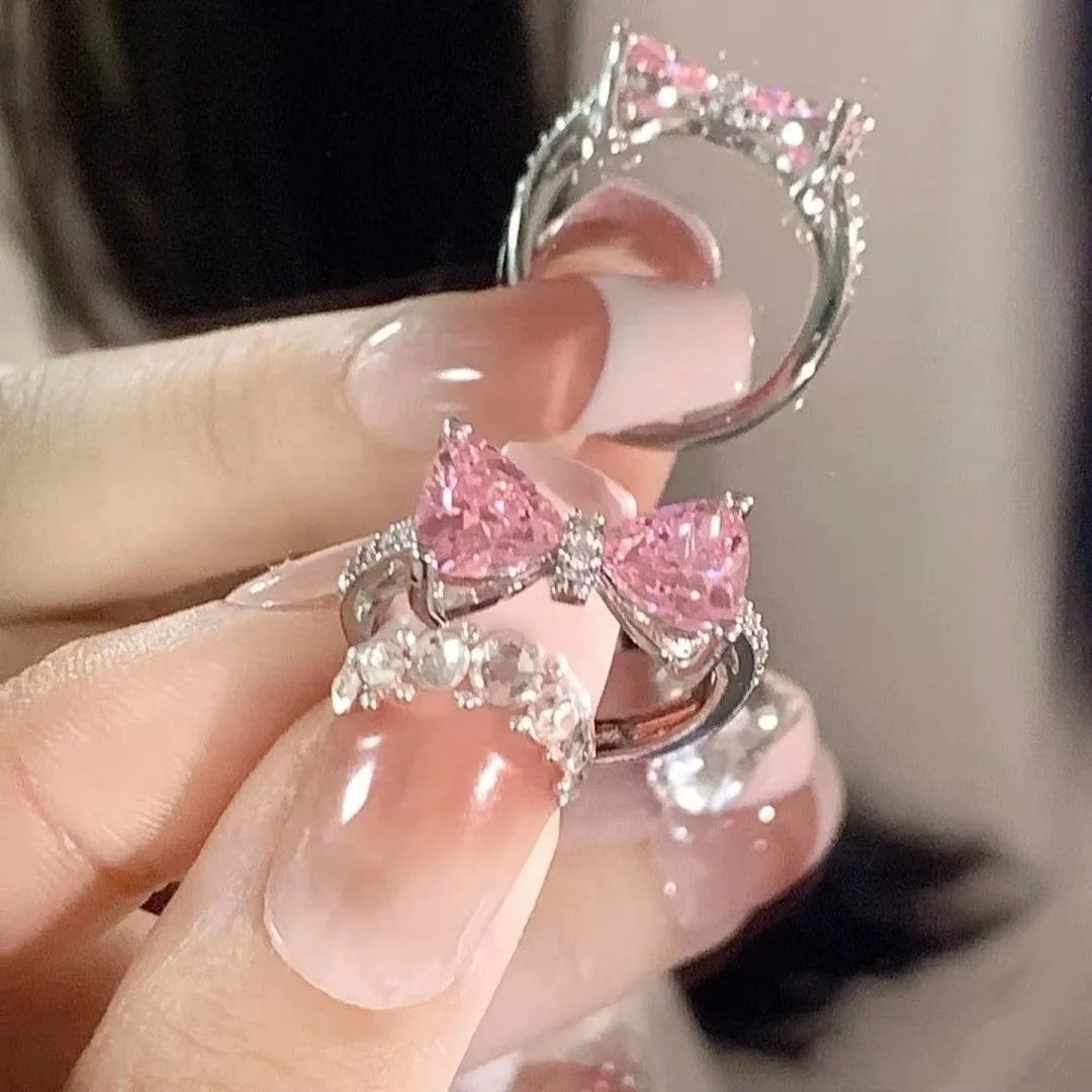 Romantic Lovely Pink Bow Ring
