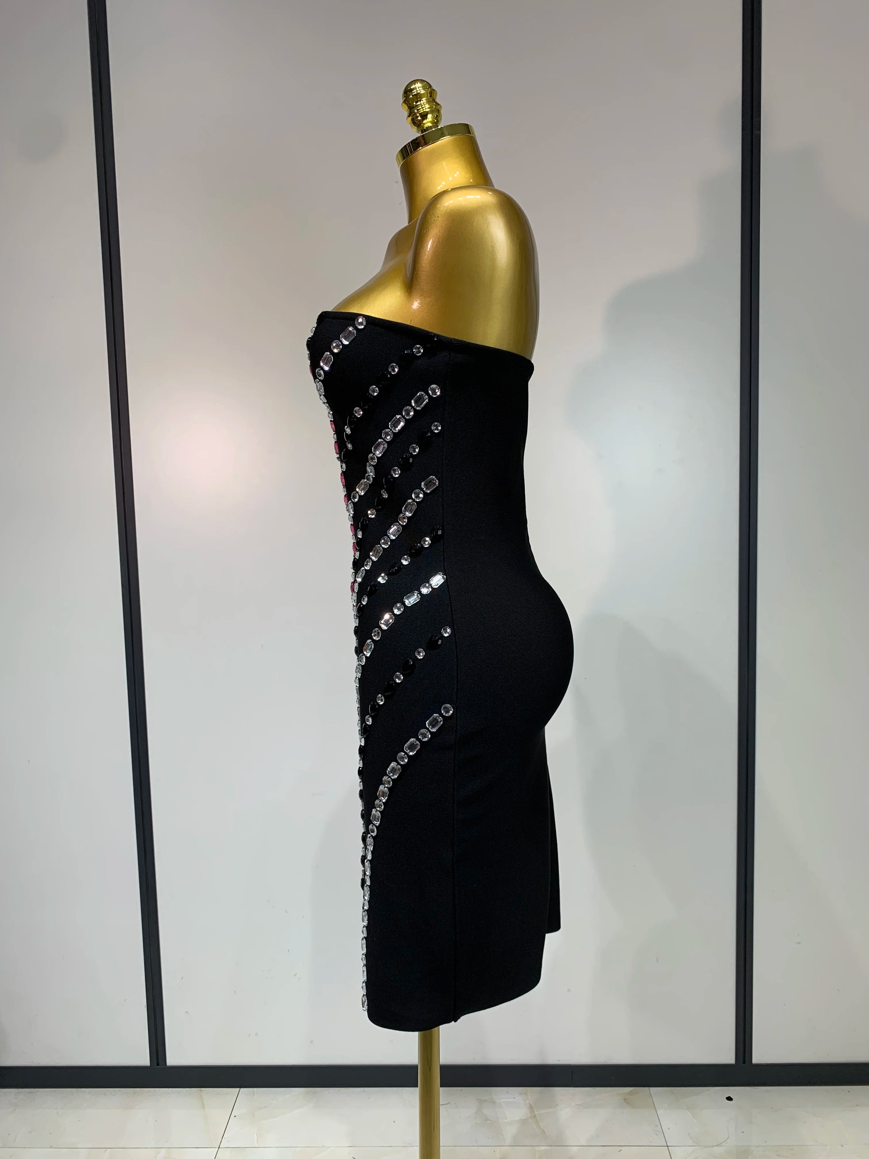 Luxury Diamonds Black Tube Dress