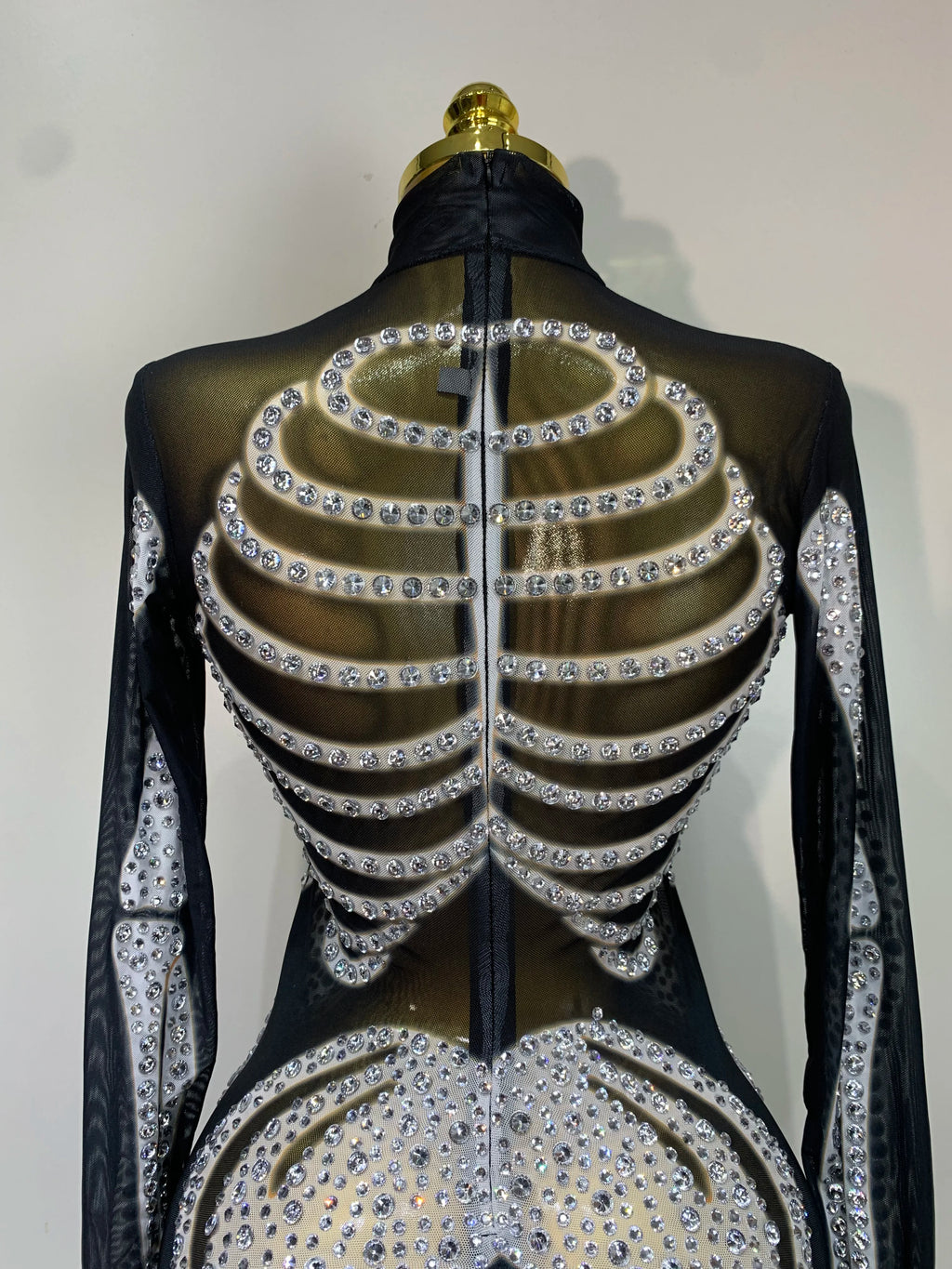 Skeleton Mesh Rhinestone Jumpsuit