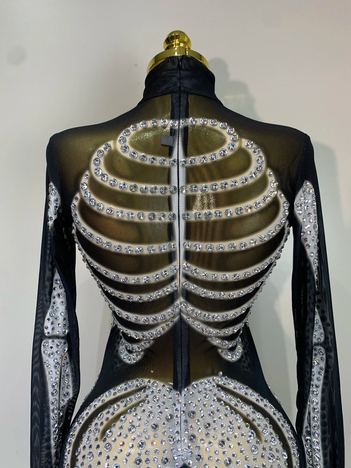 Skeleton Mesh Rhinestone Jumpsuit