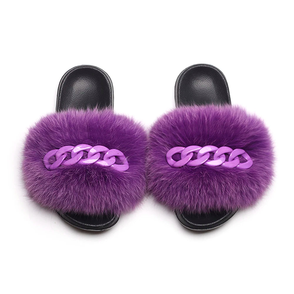 Fluffy Fur Chain Slippers
